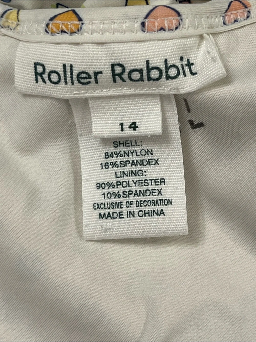 Roller Rabbit Girls One-Shoulder Heart Swimsuit White Multicolor Size 14